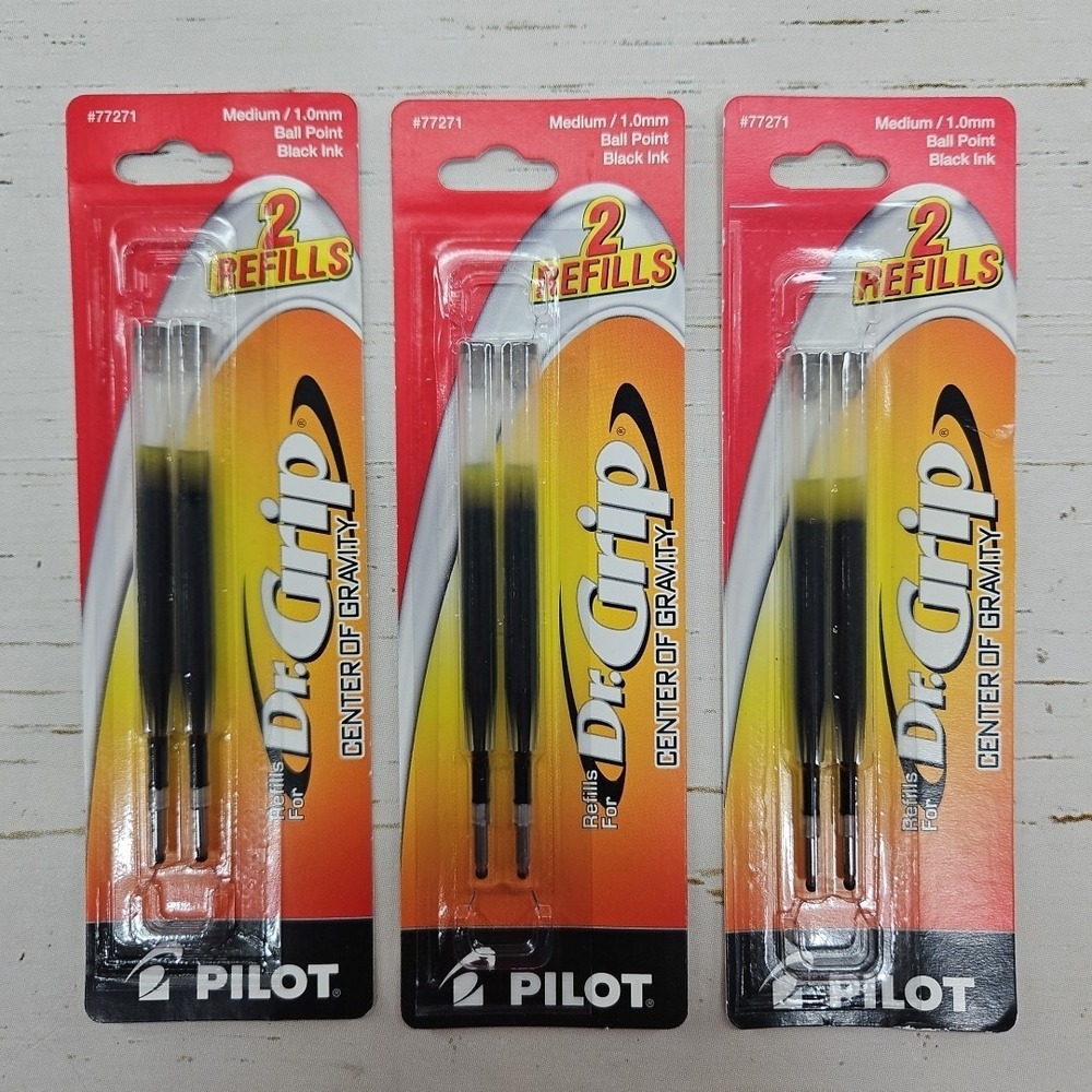 Pilot‎ Dr. Grip Center of Gravity Pen Refill 77271 Medium Black 3 Packs of 2